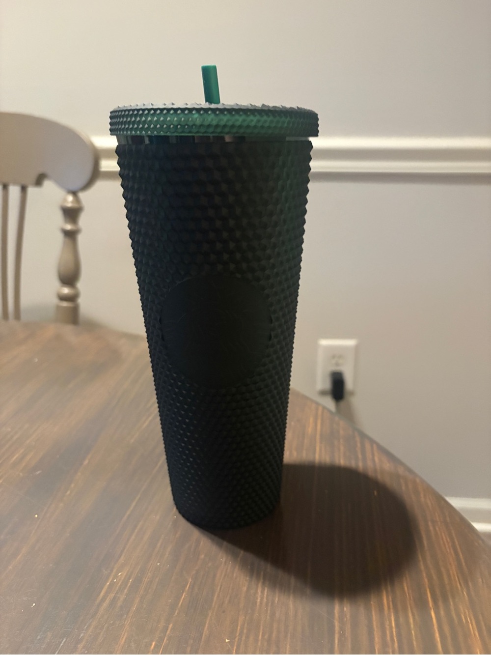 Starbucks Black Studded Tumbler with Green Lid and Straw